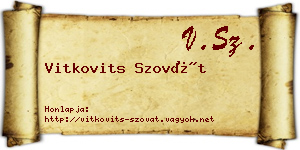 Vitkovits Szovát névjegykártya